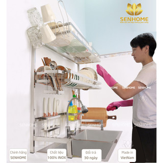  Kệ Chén Bát Inox Đa Năng SENHOME Loại 1 Tầng Và 2 Tầng Kệ Úp Chén Trên Bồn Rửa Thông Minh Tiện Lợi 