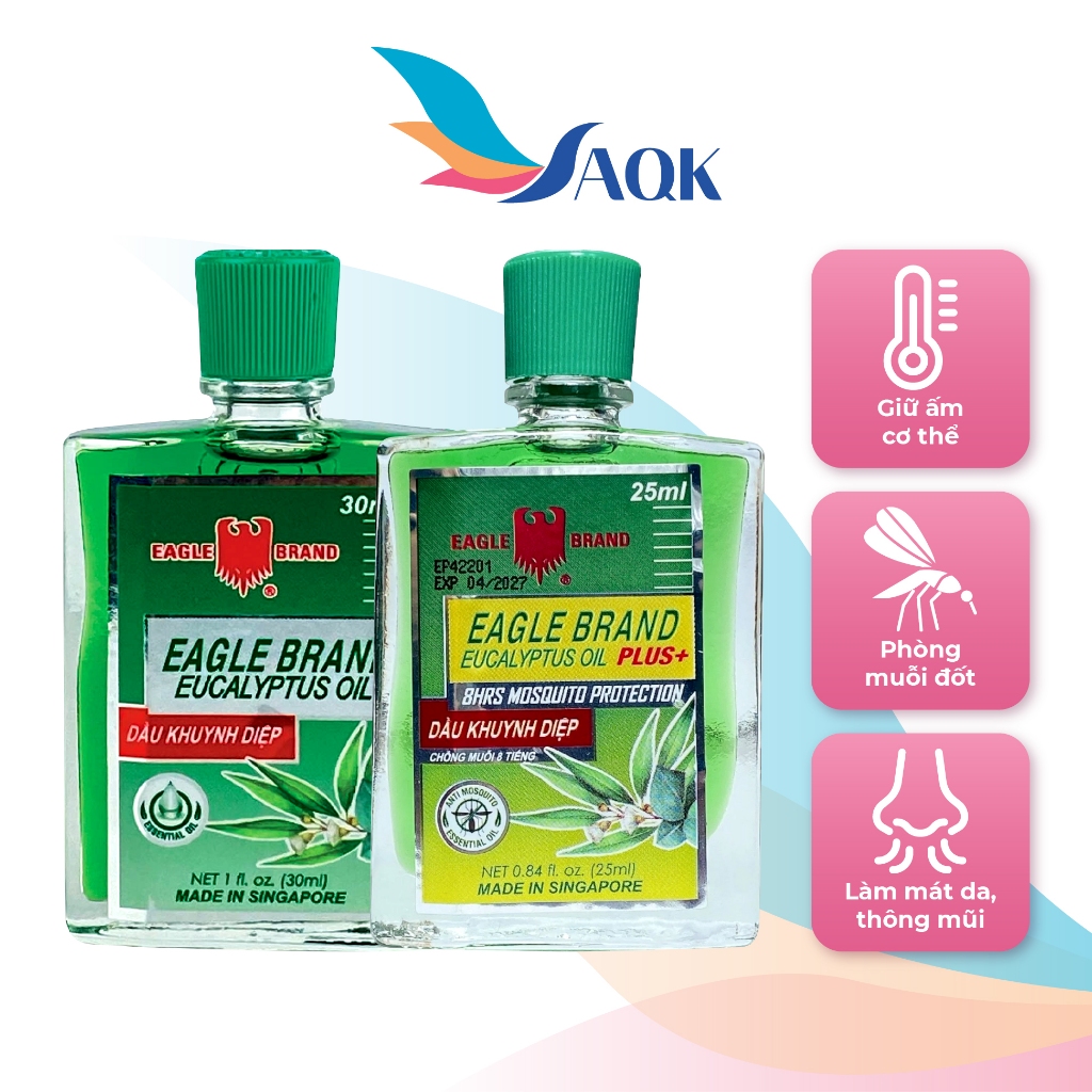 Combo Eagle Brand Eucalyptus Oil Plus+ (25ml) + Eagle Brand Eucalyptus Oil (30ml) - Giảm đau nhức, c