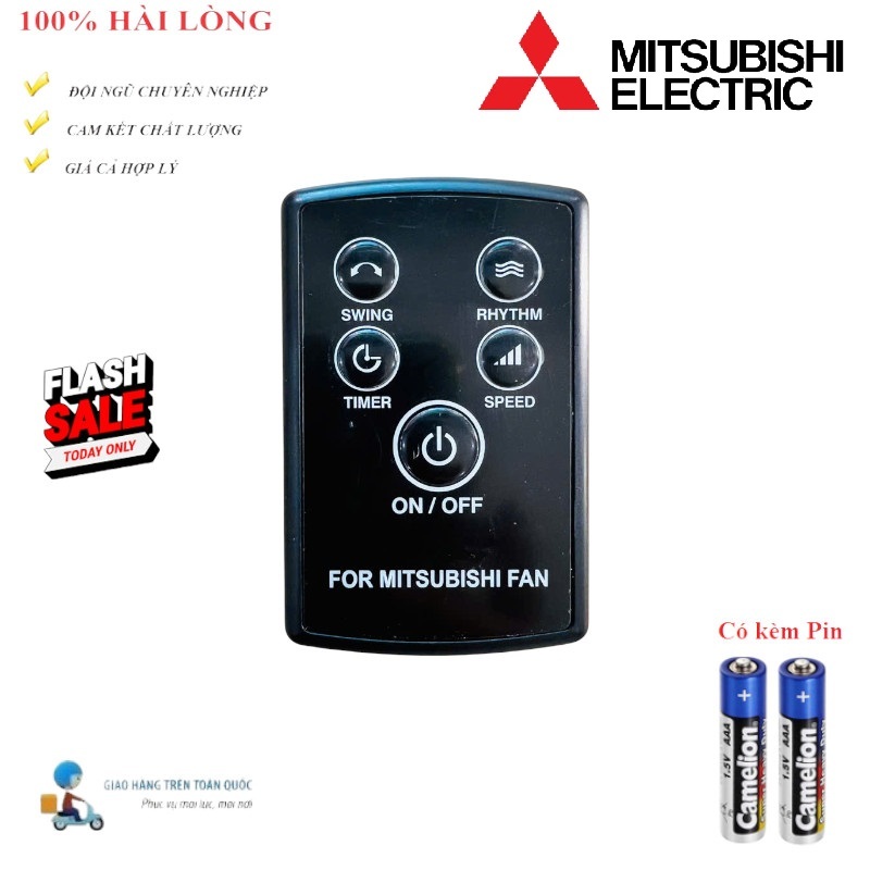Remote Điều khiển quạt Mitsubishi ((Màu Đen)) TREO TƯỜNG- HÀNG CHẤT LƯỢNG CAO theo máy TẶNG SẴN PIN