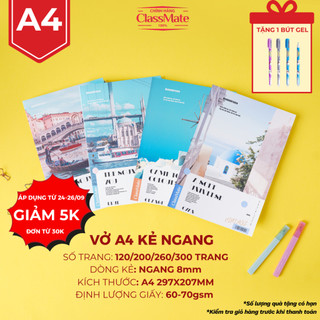  Vở A4 Kẻ Ngang 200 Trang 70gsm Sổ Giáo Án A4 120  260  300 Trang Giấy Dày Không Thấm Mực Dùng Ghi Chép- 1 quyển 