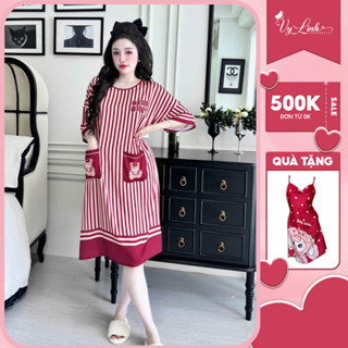  Đầm ngủ nữ Vy Linh fom suông rộng chất liệu lụa latin thoáng mát thấm hút mồ hôi tốt mềm mại S428 
