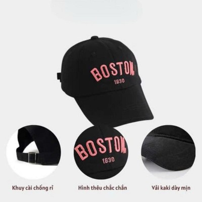 Mũ lưỡi trai cho bé form to (tùy chỉnh kích cỡ) thêu chữ Boston vải kaki đứng form cho bé từ 2-10 tuổi MLT06