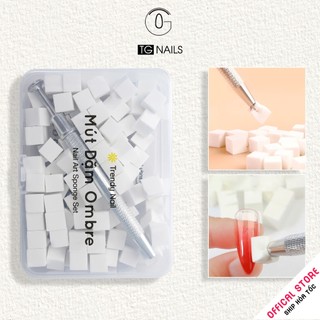 Hộp mút dặm ombre nail chuyên dụng kèm bút gắp 