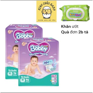 [2B tặng 1 khăn ướt]Tã BOBBY ULTRA đủ size M96/L88/XL76/XXL70 siêu nhiều miếng