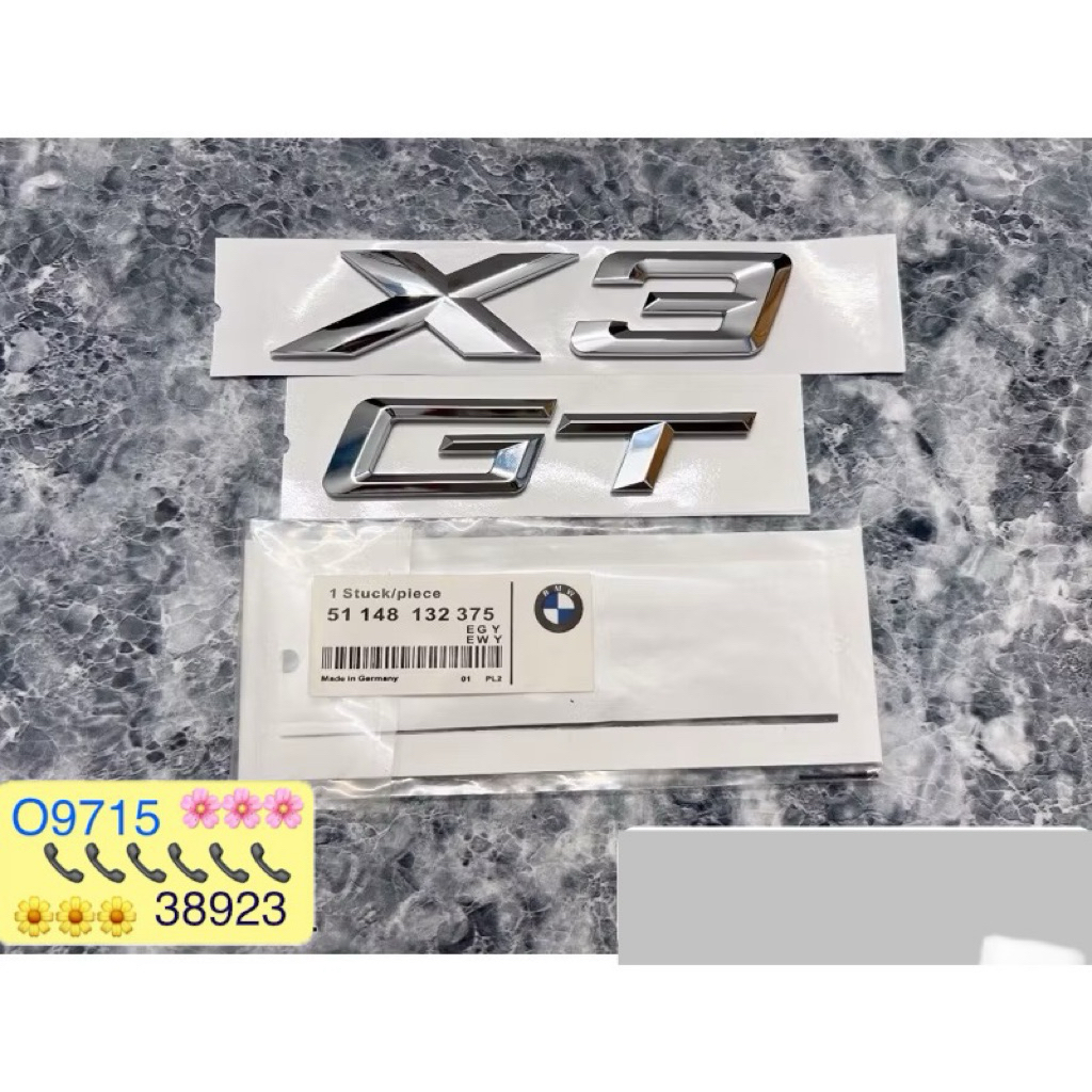 LOGO CHỮ X3 GT DÁN XE BMW CAO CẤP COD TEM HÃNG