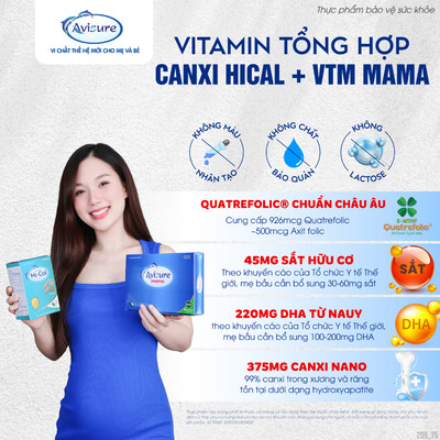 TPBVSK Combo sắt canxi DHA vitamin Avisure phiên bản đặc biệt (1 combo kèm quà tặng canxi Hical 20 viên)