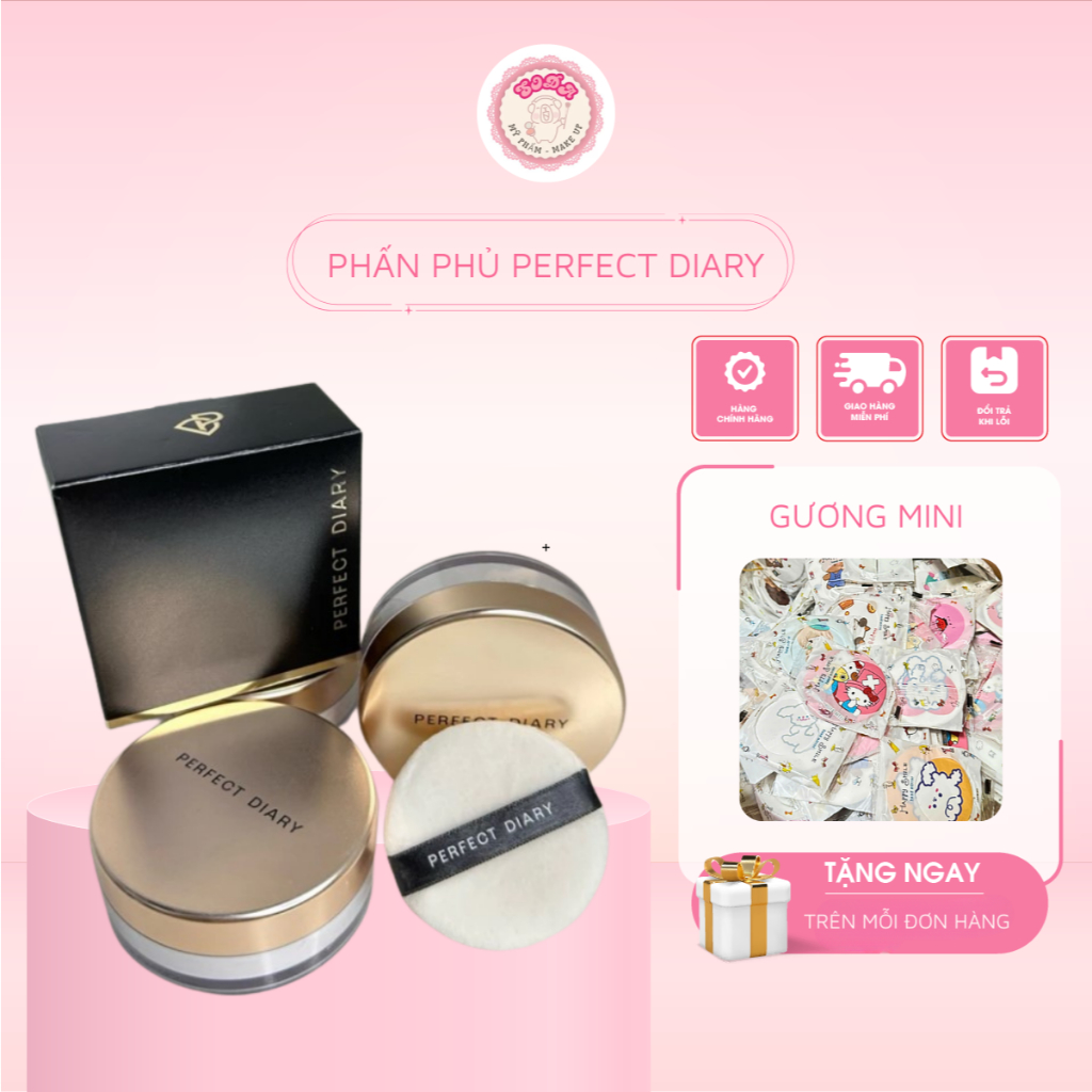 [PERFECT DIARY] Phấn Phủ Bột PERFECT DIARY Nắp Vàng Kiềm Dầu Kháng Mồ Hôi 7g