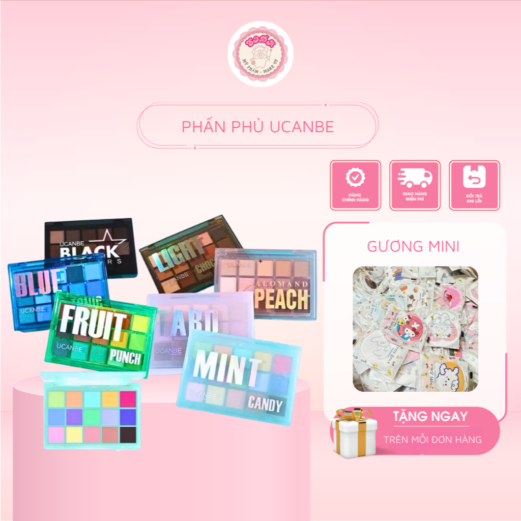  Bảng Phấn Mắt UCANBE 16 Ô – Tông Nude Đào Dễ Dùng Lì – Nhũ Lên Màu Chuẩn Không Rơi Bột 
