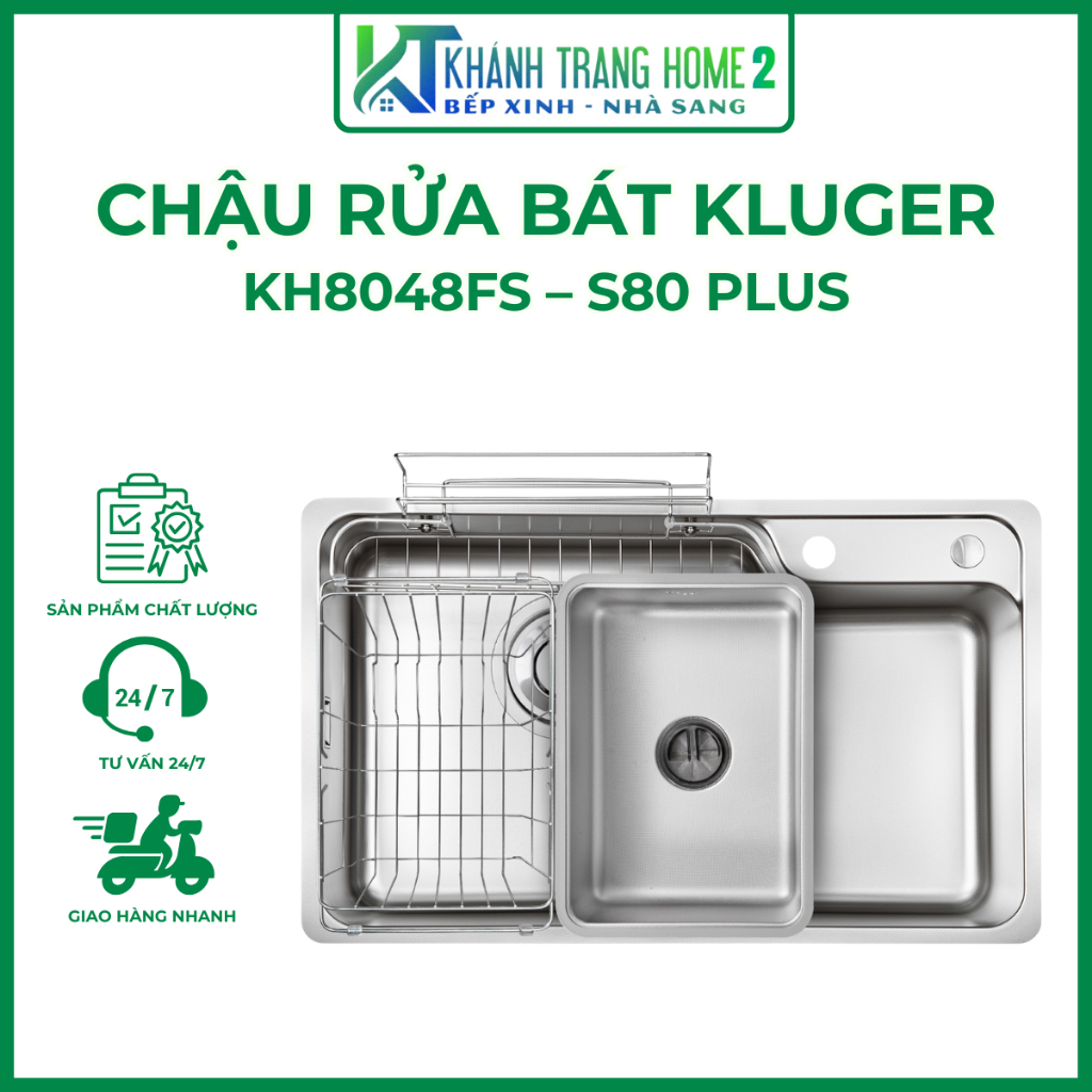 Chậu Rửa Bát KLUGER KH8048FS-S80 PLUS, Bảo Hành10 Năm, Chất Liệu Inox POSCO 304 Cao Cấp - Khánh Tran