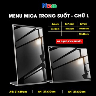 Menu Mica Chữ L, Mica Để Bàn, Bảng Mica Để Giá, Thông Tin Sản Phẩm - Mica Trong Suốt - Nhiều Kích Thước A4 A5 A6 -MICA66