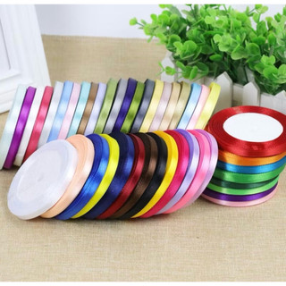 [ R607 ] Lẻ cuộn ruy băng lụa trơn 1cm dài 22m, ruy băng lụa satin bản 1cm nhiều màu bó hoa, làm nơ, trang trí