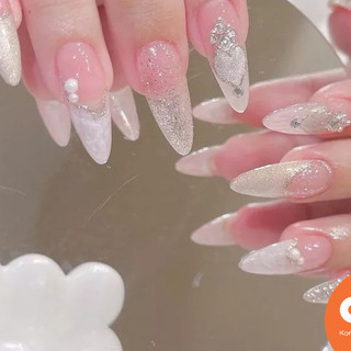  móng giả vẽ thủ công hàng handmde sơn thạch vẽ nhũ và gel ngọc trai gắn đá 