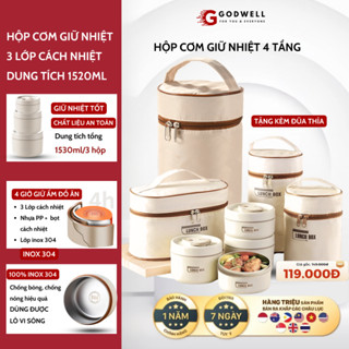   XẢ HÀNG  Hộp Cơm Giữ Nhiệt Hộp Cơm Trưa Văn Phòng 4 Tầng Inox 304 Dùng Được Lò Vi Sóng FULL BỘ 