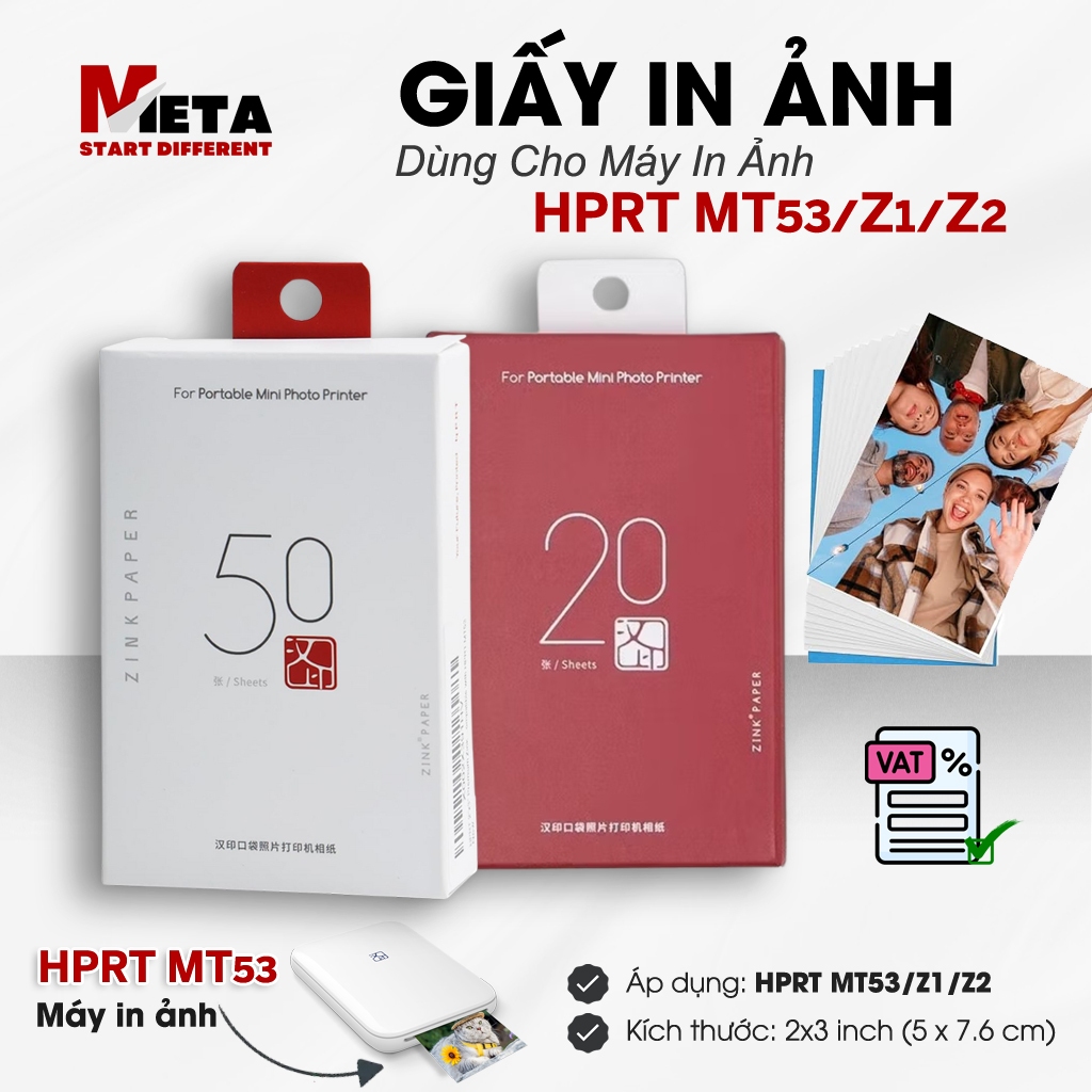 Giấy In Ảnh Nhiệt HPRT 2x3 inch Tương Thích Máy Ảnh MT53/Z1/Z2 - Hỏa tốc HCM