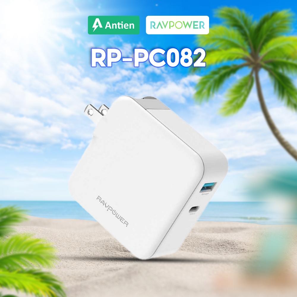 Củ Sạc Ravpower RP-PC082 Sạc Nhanh 3 Cổng 65W Hỗ Trợ PD Và QC 3.0 Chân Cắm EU Chính Hãng