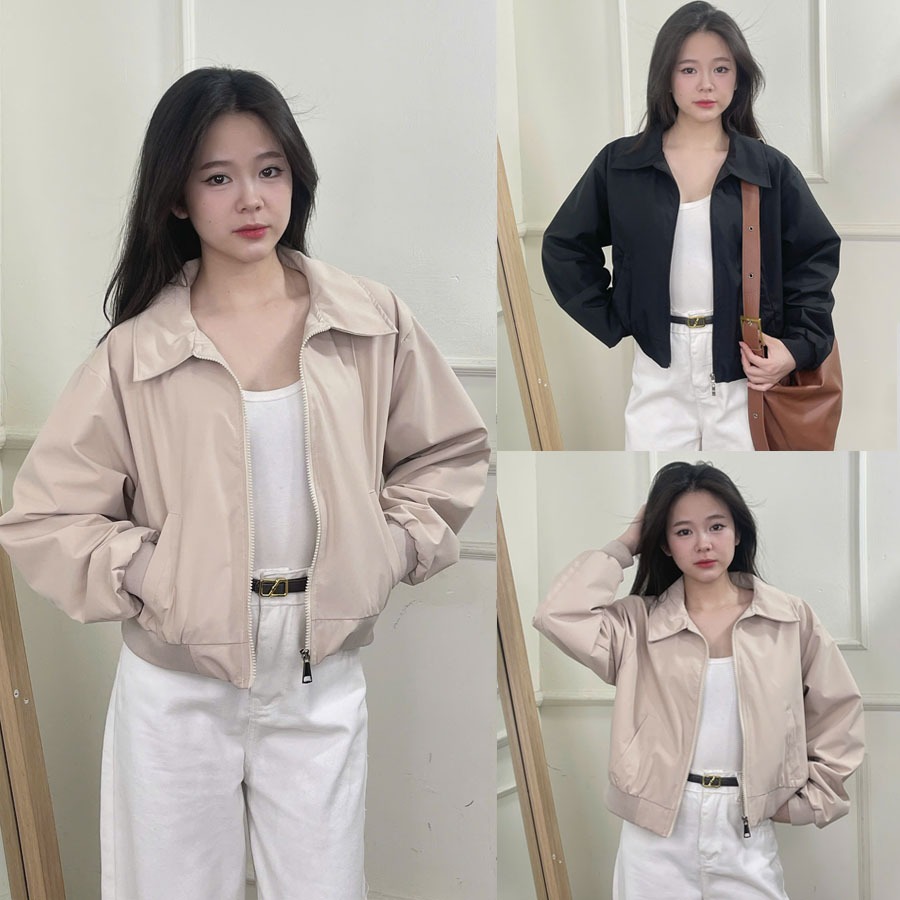 084 Áo khoác gió nữ dáng lửng croptop cổ bẻ may 2 lớp dày dặn siêu xinh, Áo gió nữ siêu hot