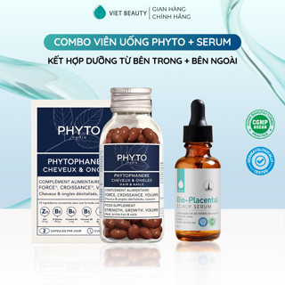 [COMBO] Serum dưỡng nang tóc & da đầu Bio-placental Scalp Serum và Viên uống Phyto giúp giảm rụng tóc, hỗ trợ mọc tóc