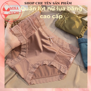  Combo 10 Quần Lót Nữ Lụa Satin Phối Viền Ren Quần Lót Nữ satin mềm mịn nâng mông dolotngandao 
