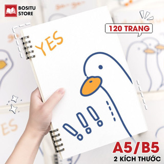  Sổ Còng Thay Được Giấy A5 B5 Vịt Duck 120 Trang - Tập Vở Học Sinh Bullet Journal Giấy Chống Lóa Kẻ Ngang  Caro Dày Dặn 