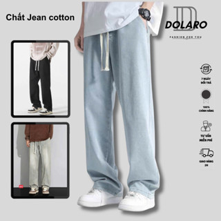  Quần ống rộng nam local brand DOLARO chất Jean kèm dây rút bản lớn quần ống suông nam basic đẹp 