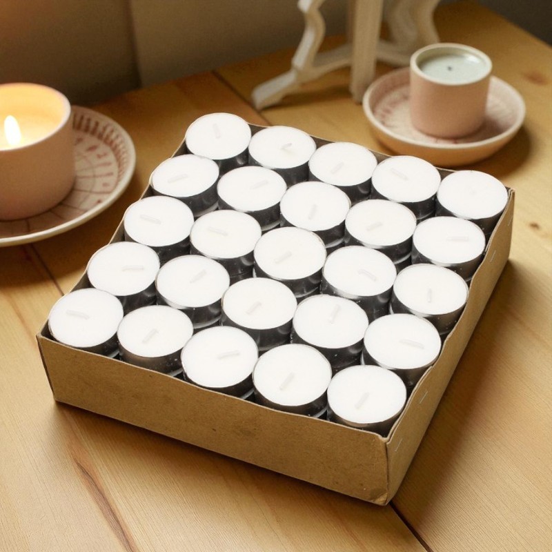 Hộp 100 viên nến Tealight - Nến bơ thực vật xông tinh dầu thảo mộc thắp 2h-4h không hóa chất độc hại