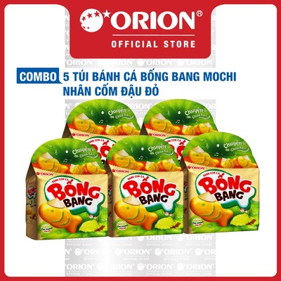 Combo 5 Túi Bánh Con Cá Bống Bang Nhân MOCHI CỐM Đậu Đỏ (145G/Gói)