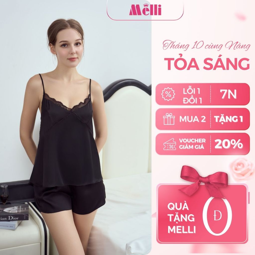 Bộ Ngủ 2 Dây Lụa Latin Phối Ren Cao Cấp Mềm Mát, Set Đồ Ngủ Áo 2 Dây Quần Đùi Sexy Quyến Rũ Mặc Nhà – B2D02