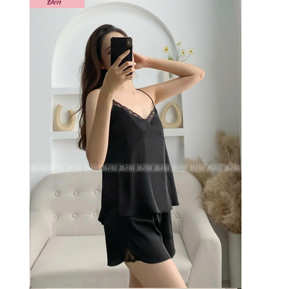 Bộ Ngủ 2 Dây Lụa Latin Phối Ren Cao Cấp Mềm Mát, Set Đồ Ngủ Áo 2 Dây Quần Đùi Sexy Quyến Rũ Mặc Nhà – B2D02 | BigBuy360 - bigbuy360.vn