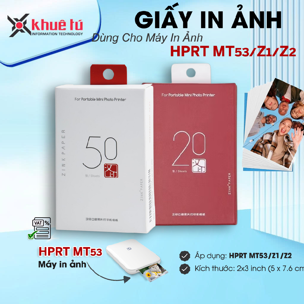 Giấy In Ảnh Nhiệt HPRT 2x3 inch Tương Thích Máy Ảnh MT53/Z1/Z2 - Hỏa tốc HCM