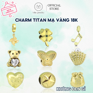  Charm vòng tay không gỉ hạt Pan titan vàng 18K treo xỏ vòng charm hình thú cưng đại dương chủ đề 