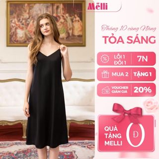  Váy 2 dây váy ngủ nữ mặc nhà dáng dài chất lụa Pháp cao cấp đầm ngủ lụa mềm cổ tim mềm mại V04 