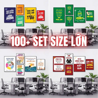  Set Tranh Tạo Động Lực Slogan Văn Phòng Tranh Khẩu Hiệu Cổ Động Decor Treo Tường Chất Liệu Vải Canvas Có Khung 