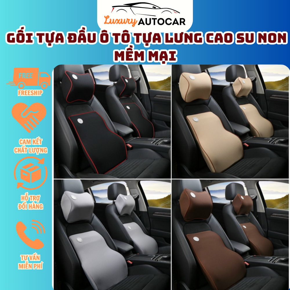 Gối Tựa Đầu Ô Tô Tựa Lưng Cao Su Non Mềm Mại Thoáng Mát Giảm Mỏi Cổ Lưng Người Sử Dụng