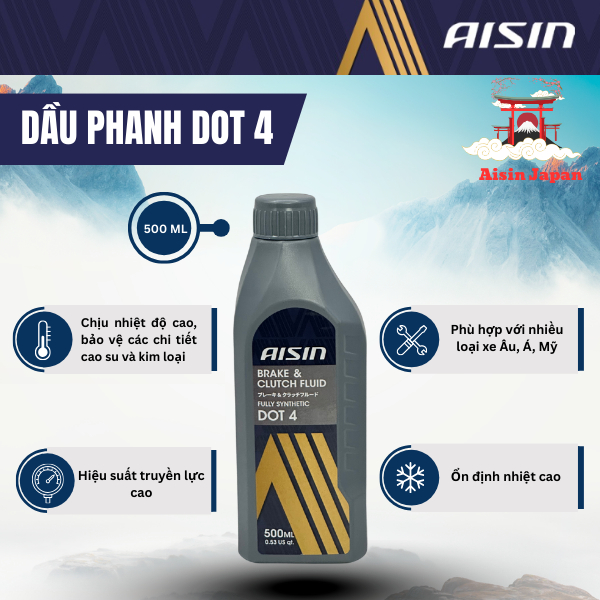 Dầu thắng dầu phanh Dot-4 chính hãng Aisin - Nhật bản