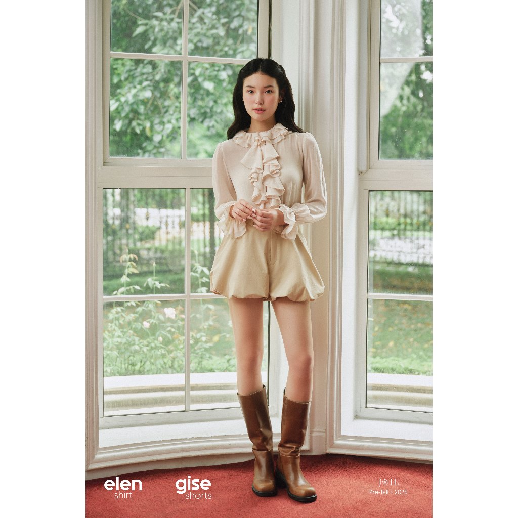  JOIE DES ROSES - Set áo sơ mi tay dài phối cổ hai bèo ELEN SHIRT và quần short ngắn GISE SHORTS 