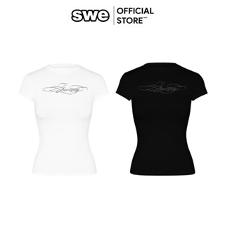 Áo Thun Baby Tee Ôm Local Brand SWE FLOW BABY TEE - Trắng/Đen