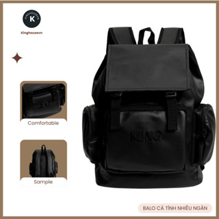 Balo Da Backpack King 03 Unisex Chống Nước - Màu Đen - Họa Tiết In Dưới