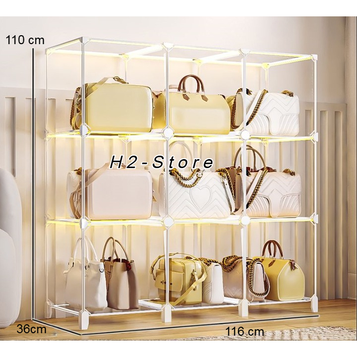 Tủ để đồ da năng phụ kiện, túi xách cửa trong suốt sang trọng - 1999s.store