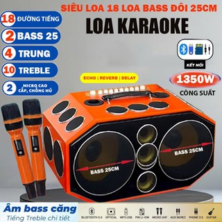  Loa Kéo Xách Tay Karaoke 18 Đường Tiếng Công Suất 1300W 2 Bass 25cm 4 trung 12 Loa Treble Có Reverb Echo 