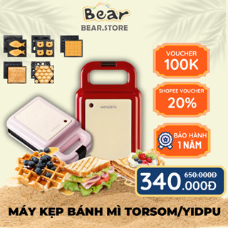 Máy Kẹp Bánh Mì Torsom/Yidpu, Làm Bánh Waffle, Sandwich, Máy Nướng Bánh Máy Làm Bánh Cho Bé