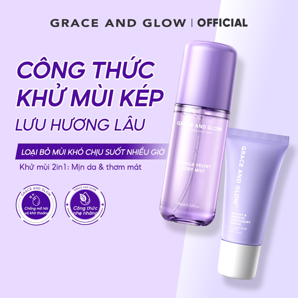 Combo 2 in 1 Lăn Khử Mùi và Body Mist Grace And Glow Black Opium Lăn Nách Sáng Da Niacinamide