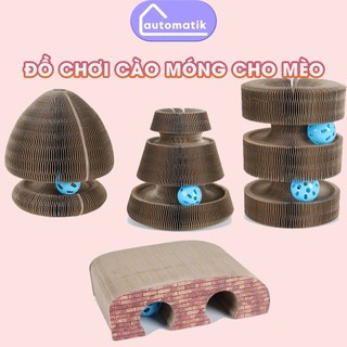 Đồ Chơi Cào Móng Cho Mèo Kết Hợp Chơi Đùa Automatik Chống Trầy Xước Mài Mòn Mở Đóng 1 Giây Giấy Tổ Ong Bóng Chuông