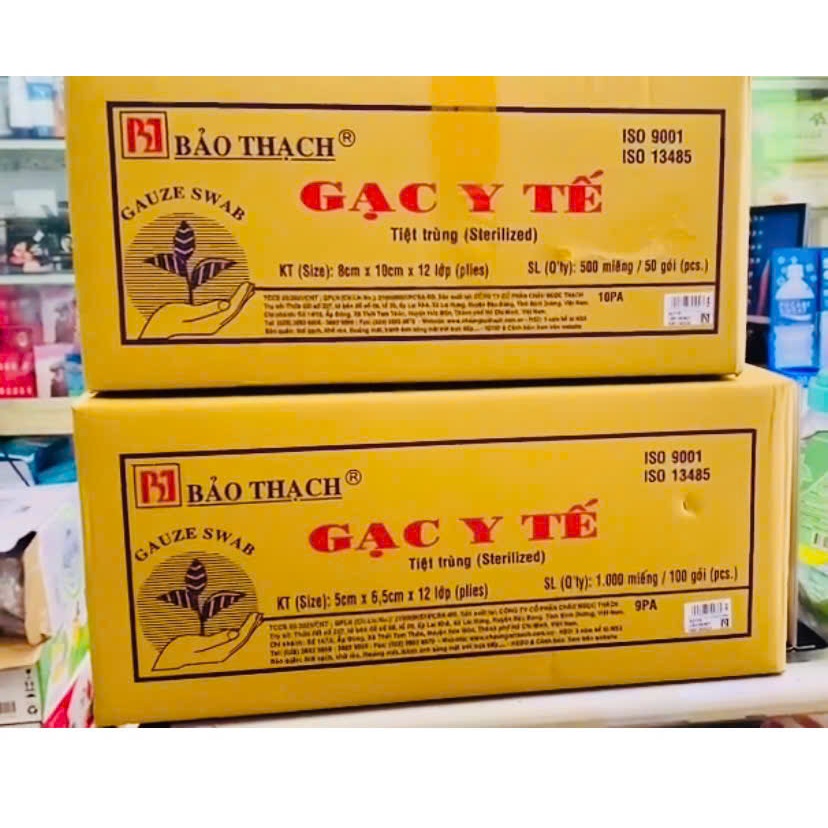 Thùng gạc y tế tiệt trùng Bảo Thạch- Gạc y tế Bảo Thạch thùng 50 gói / 100 gói