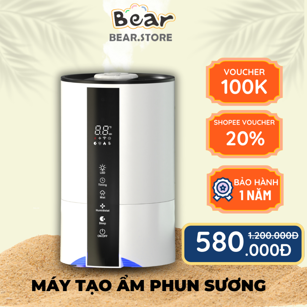 Máy tạo ẩm phun sương cao cấp, điều chỉnh độ ẩm mong muốn, diệt khuẩn nước bằng uv-c và ion ag+