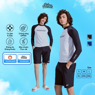Quần bơi - Đồ bơi nam cao cấp dáng lửng thể thao, bigsize, kháng clo, chống tia UV- BIKINI PASSPORT - màu Đen - BS179_BL