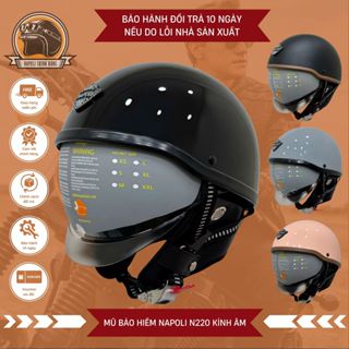 Mũ Bảo Hiểm Napoli Nhật 1/2 Kính Âm CHÍNH HÃNG - FREESHIP - Nón Bảo Hiểm Napoli Nửa Đầu Kính ÂM N220