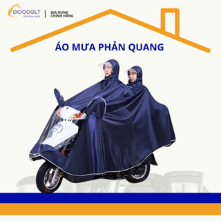 Áo mưa choàng 1 mũ 2 mũ cỡ lớn đi xe máy vải dù chống rách có kính chắn mưa siêu rộng ( didooglt )