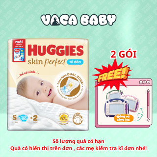   CÓ QUÀ TẶNG ĐƠN 2 GÓI  Tã Bỉm Dán Huggies Skin Perfect size S80+2 miếng 