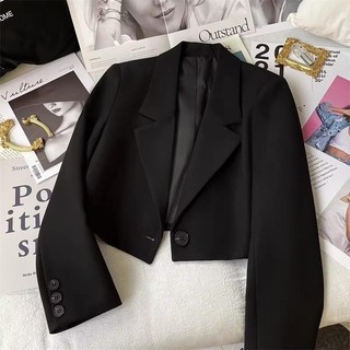  Áo vest croptop cho nữ áo blazer form ngắn dài tay có đệm vai 2 lớp lót lụa tôn dáng phong cách Hàn Quốc  ÁO CROPTOP 