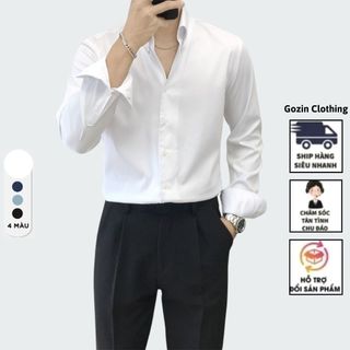  Áo sơ mi nam trơn Basic vải không nhăn cao cấp dài tay xuất dư cao cấp Gozin Clothing -SM12 
